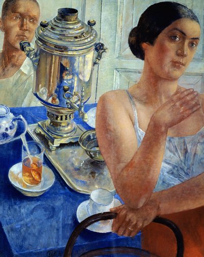 Am Samowar, 1926 von Kuzma Sergeevich Petrov Vodkin